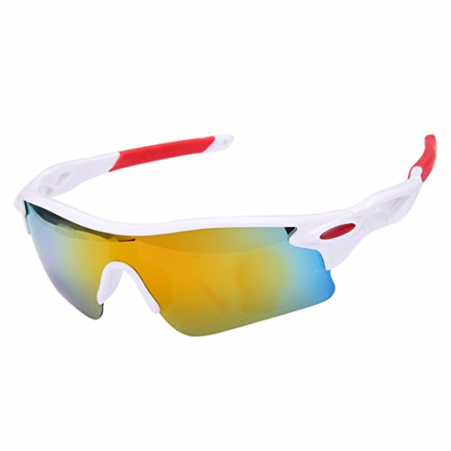 Moda Deportes Al Aire Libre Ciclismo Para Bicicleta Pesca Gafas de Conducción Gafas de Sol Gafas (Golden + Blanco)