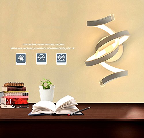 Modeen Simple Modern Acrylic LED Luz de pared Espiral Sala de estar Dormitorio de noche Dormitorio Pasillo Luces Lámpara de pared de aluminio Aplique de pared