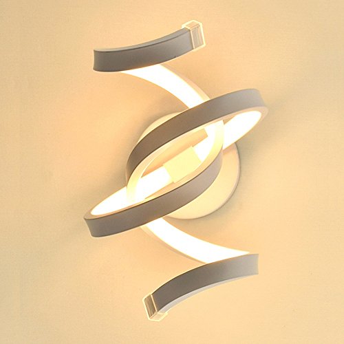 Modeen Simple Modern Acrylic LED Luz de pared Espiral Sala de estar Dormitorio de noche Dormitorio Pasillo Luces Lámpara de pared de aluminio Aplique de pared