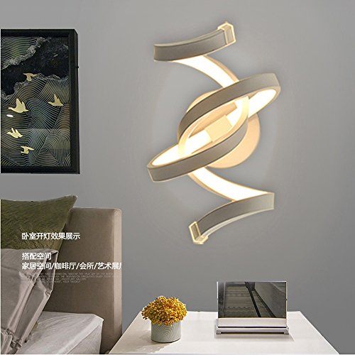 Modeen Simple Modern Acrylic LED Luz de pared Espiral Sala de estar Dormitorio de noche Dormitorio Pasillo Luces Lámpara de pared de aluminio Aplique de pared