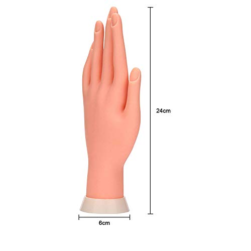 Modelo de práctica de la mano en las uñas. Dedos falsos móviles, reutilizables para uñas de acrílico. Práctica de manicura de la práctica del arte de uñas (1 mano y 5 dedos).