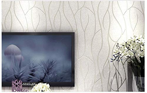 Moderno papel pintado pared No Tejido Rollo Rayado Efecto Blanco Plata No-Tejido de Papeles Muro Decoración de Pared para Dormitorio TV Telón de Fondo 0.53x10m