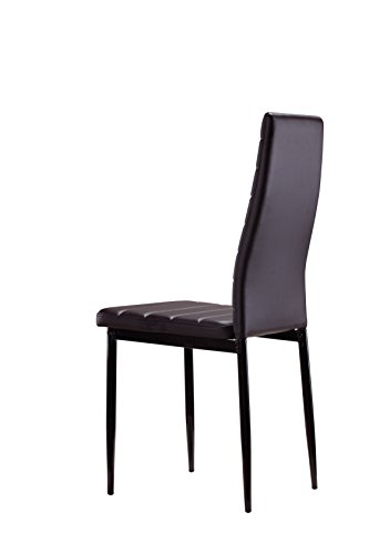 MOG CASA - Conjunto de 2, 4 o 6 sillas de Comedor con Patas metálicas y tapizadas de Piel sintética alcochado - Dimensiones 42x42x98cm (Choco, 4)