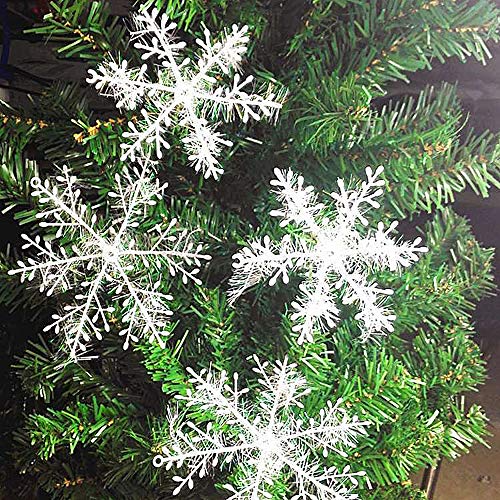 Mokinga Copos Nieve Frozen, Copos Nieve, 60 PCS Copos De Nieve De Decoración de Navidad de PVC, Cadena De Copos De Nieve De Navidad Para Decoración De Navidad (Color: Blanco)
