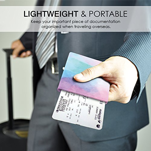 MoKo Carteras/Funda de Pasaporte - Cubierta RFID Bloqueo, Multipropósito, Passport Holder/Case Cover, Cuero Imitado, Cartera de Viaje, Acuarela