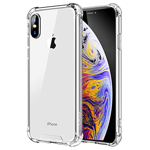 MoKo Compatible con iPhone XS MAX Funda, Choque-Absorbente Cubierta Anti-Arañazos Protectora con Transparente Dura Carcasa Trasera de Flexible TPU para iPhone XS MAX 6.5" 2018 - Cristal Claro