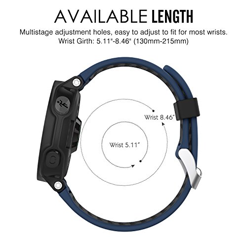 MoKo Forerunner 235/220 / 230/620 / 630/735 Correa - Reemplazo Suave Silicona Watch Band Deportiva Accessorios de Reloj Pulsera Ajustable con Cierre de Clip, Medianoche & Negro
