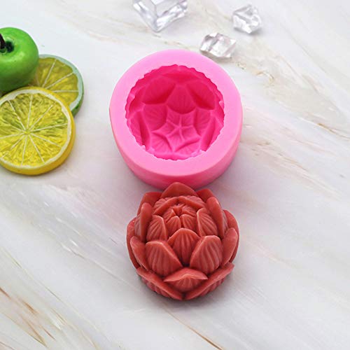 Molde de Silicona de Loto, Molde de Flores de Loto 3D Moldes de fundición de Loto Moldes de Resina epoxi Silicona de Cocina DIY Portavelas de Loto para jabón Velas Cupcakes Postre 7,2 * 7,2 * 5,5 cm