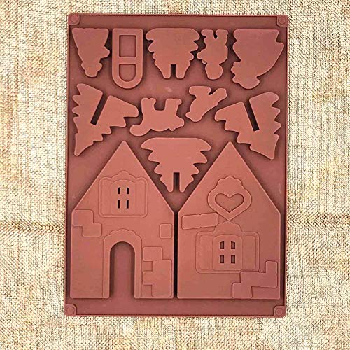Molde de silicona para tartas de chocolate, de AKAMAS, 3D, diseño de casa de jengibre, molde de silicona para hacer galletas, 2 unidades