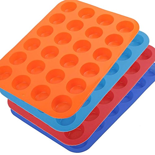 Molde para magdalenas silicona con 24 ranuras para mini magdalenas o galletas, apto para horno de Amison