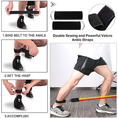 Molenky Juego de Bandas de Resistencia, 12pcs Bandas Elasticas Bandas Ejercicio con Fortalecedores de Mano, Manijas de Espuma, Correas para Tobillos, Ancla de Puerta para Fitness Fuerza Adelgazar