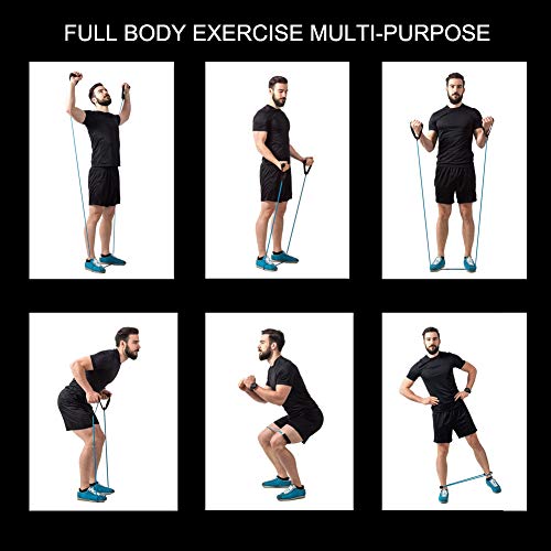 Molenky Juego de Bandas de Resistencia, 12pcs Bandas Elasticas Bandas Ejercicio con Fortalecedores de Mano, Manijas de Espuma, Correas para Tobillos, Ancla de Puerta para Fitness Fuerza Adelgazar