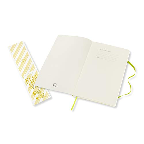 Moleskine - Cuaderno Clásico con Hojas de Rayas, Tapa Blanda y Cierre con Goma Elástica, Tamaño Grande 13 x 21 cm, Color Verde Limón, 240 páginas