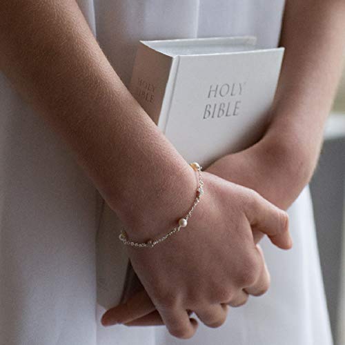 Molly Brown - Pulsera para la comunión de perlas y cruces