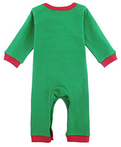 MOMBEBE COSLAND Mono Bebé Niño Manga Larga Disfraz Elfo de Navidad Gorro (Duende de Navidad, 9-12 Meses)