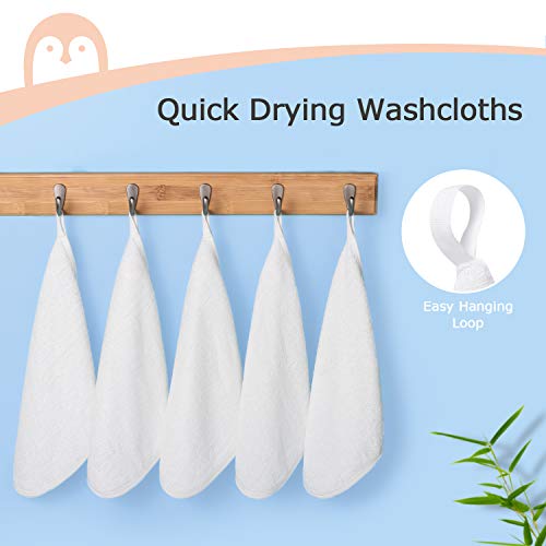 Momcozy Toallas de Bambú para Bebés, 8 Piezas 25X25cm, Toallas de Mano Muy Suaves y Absorbentes, Suaves en Pieles Sensibles para Bebés, Niños Pequeños, Unisex