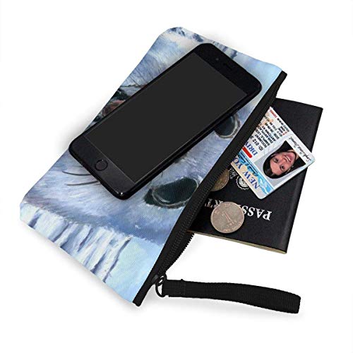 Monedero BHGYT Harp Seal Painting Wallpaper Canvas Monedero, Bolso de Maquillaje, Bolso para teléfono móvil con asa, Monedero Unisex con Monedero, 4.7 'X 8.7'