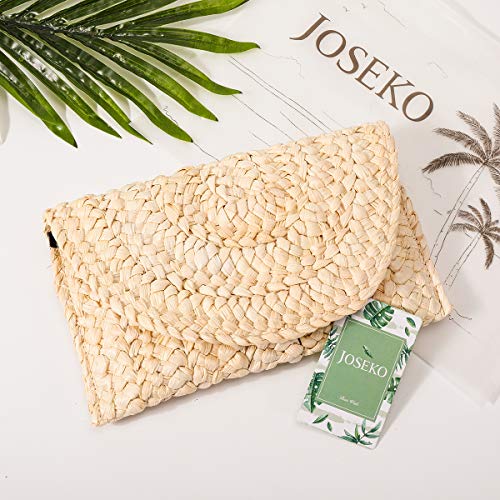 Monedero de Embrague de Paja Bolsos de Paja Mujer, JOSEKO Envelope Clutch Mujer Fiesta Bolso Mimbre Bolsa de Playa de Verano Bolso de Mano de Mujer Bolso de la Tarde de Las Boda del para la Muchacha