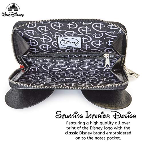 Monedero De Las Orejas De Mickey De Disney En 3D | Billetero Grande Rojo Y Negro | Idea De Regalo De Cumpleaños | Mercancía Con Licencia Al 100%