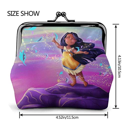 Monedero Pocahontas con diseño de hojas para niños, monedero, monedero, monedero, tarjetas de crédito, con cierre exquisito hebilla, para maquillaje móvil, para mujer, de piel
