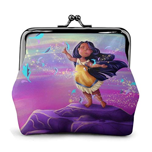 Monedero Pocahontas con diseño de hojas para niños, monedero, monedero, monedero, tarjetas de crédito, con cierre exquisito hebilla, para maquillaje móvil, para mujer, de piel