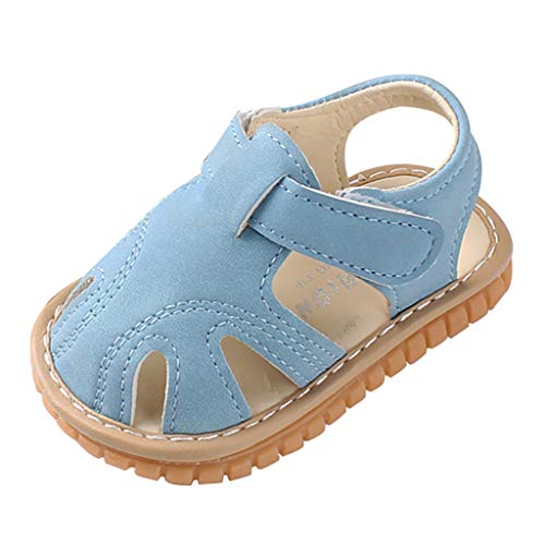 Moneycom - Zapatos romanos para recién nacidos con suela suave, antideslizantes, para exteriores, suaves, con cristales ligeros, Azul (azul), 22 EU