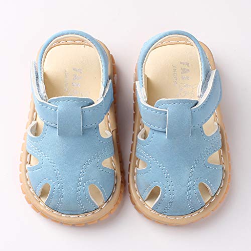 Moneycom - Zapatos romanos para recién nacidos con suela suave, antideslizantes, para exteriores, suaves, con cristales ligeros, Azul (azul), 22 EU
