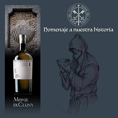 MONJE DEL CLUNY Vino blanco – Albariño Rias Baixas – Criado sobre lías - Producto Gourmet – Vino Colección - Vino bueno para regalo – caja de vino - vino Premium - 6 botellas x 75cl