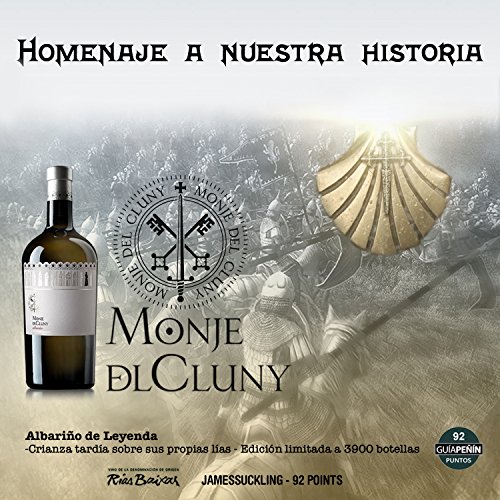 MONJE DEL CLUNY Vino blanco – Albariño Rias Baixas – Criado sobre lías - Producto Gourmet – Vino Colección - Vino bueno para regalo – caja de vino - vino Premium - 6 botellas x 75cl