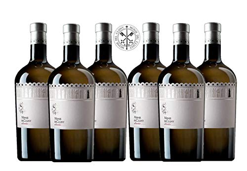 MONJE DEL CLUNY Vino blanco – Albariño Rias Baixas – Criado sobre lías - Producto Gourmet – Vino Colección - Vino bueno para regalo – caja de vino - vino Premium - 6 botellas x 75cl