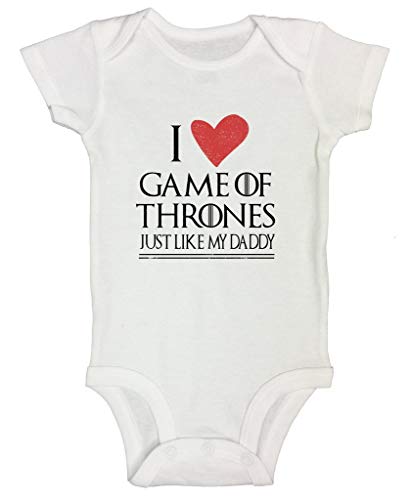 Mono de bebé con texto en inglés "I Love Game of Thrones Just Like My Daddy" Blanco blanco 6 mes