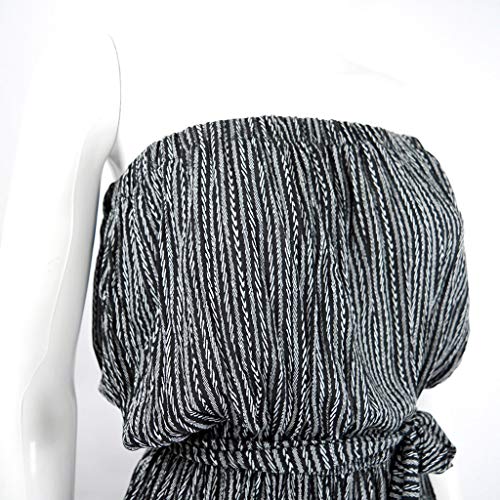 Mono Largo Mujer Fiesta Elegante Tallas Grandes Niña Verano Otoño Jumpsuit Ocio Rompers Bohemia ZOELOVE Pantalones de Pierna Ancha a Rayas Sexy con Top de Tubo Mono de Cintura Alta/Negro,XL