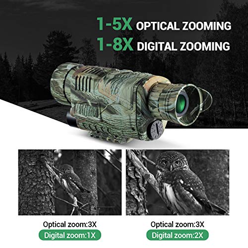Monocular Visión Nocturna, Telescopio Infrarrojo Digital 8X40 con Tarjeta 32G para Adultos, Recargable de HD LCD Foto/Vídeo, Grabación Vigilancia de Seguridad