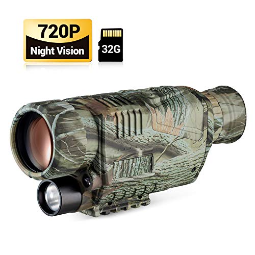 Monocular Visión Nocturna, Telescopio Infrarrojo Digital 8X40 con Tarjeta 32G para Adultos, Recargable de HD LCD Foto/Vídeo, Grabación Vigilancia de Seguridad