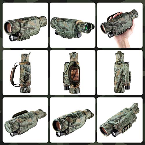 Monocular Visión Nocturna, Telescopio Infrarrojo Digital 8X40 con Tarjeta 32G para Adultos, Recargable de HD LCD Foto/Vídeo, Grabación Vigilancia de Seguridad
