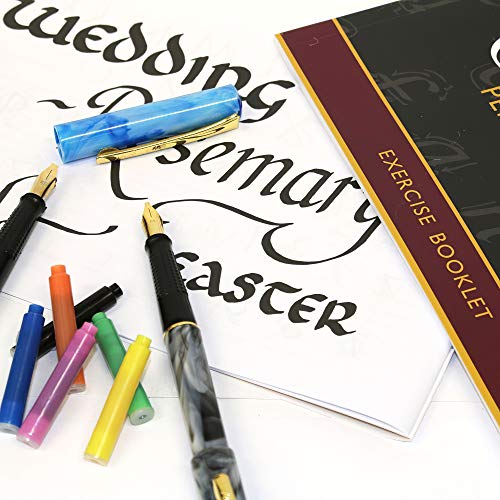 MONT MARTE Kit Caligrafia - 33 piezas - Perfecto para Principiantes - Incluye: 4x Pluma Caligrafía, 5x Plumines de Caligrafía y mucho más - Gran introducción a la Caligrafía y Handlettering