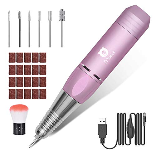 Moocii Torno para uñas 3000 Rpm lima electrica uñas portátil profesional para gel Uñas naturales Acrilicas Torno Set de Manicura y Pedicura para salón Casa Rosa