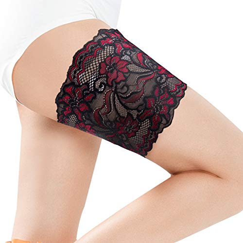 MOOKLIN ROAM 4pcs Bandas de Encaje Muslo Elástico Banda De Silicona Calcetines Antirrozaduras para evitar roce y previene rozaduras Elastic Lace Thigh Stockings para hombre mujer (2 pares)