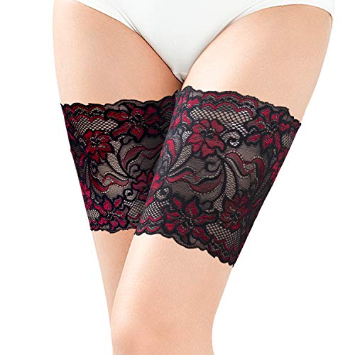 MOOKLIN ROAM 4pcs Bandas de Encaje Muslo Elástico Banda De Silicona Calcetines Antirrozaduras para evitar roce y previene rozaduras Elastic Lace Thigh Stockings para hombre mujer (2 pares)