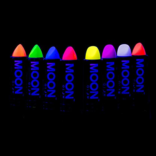 Moon Glow - Barra de labios neón UV 4.5g Intenso Set de 8 colores  - produce un brillo increíble bajo la iluminación/retroiluminación UV!