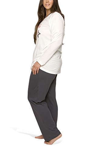 Moonline Plus - Pijama de Mujer en Tallas Grandes (XL-4XL) con Estampado 'Dreams Come True', Color:Marfil, Größe:52/54