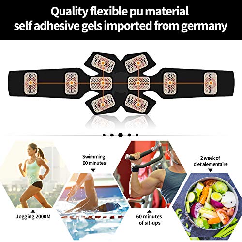Moonssy Electroestimulador Muscular Abdominales,Masajeador Eléctrico Cinturón con USB， Estimulación Muscular Masajeador Eléctrico Cinturón Abdomen/Brazo/Piernas/Glúteos