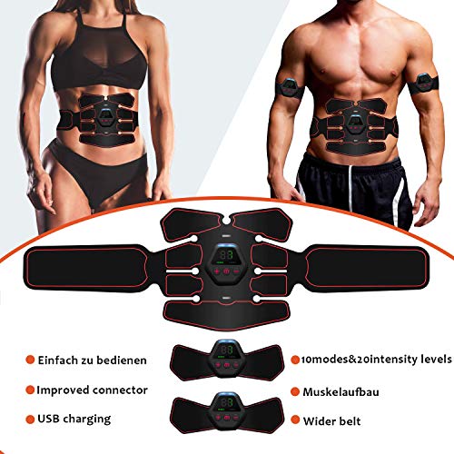 Moonssy Electroestimulador Muscular, EMS Estimulador Muscular Abdominales, para Abdomen/Cintura/Pierna/Brazo