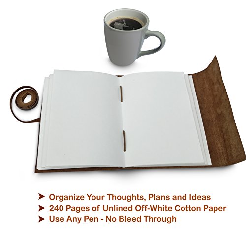 Moonster Cuaderno de Cuero Árbol de la Vida – Diario de Escritura Hecho a Mano – Bloc de Notas para Hombre y Mujer - Papel Blanco Liso 20x15 cm - El Regalo Perfecto para Dibujantes – Diario de Cuero