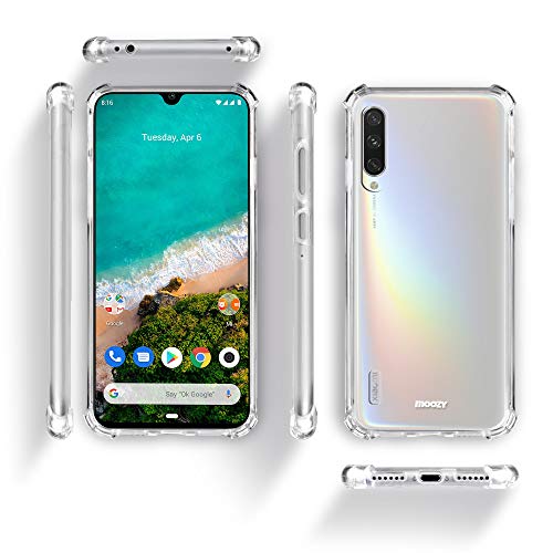 Moozy Funda Silicona Antigolpes para Xiaomi Mi A3 - Transparente Crystal Clear TPU Case Cover Flexible