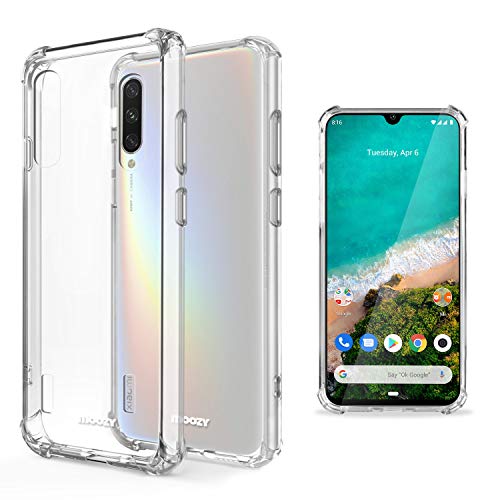 Moozy Funda Silicona Antigolpes para Xiaomi Mi A3 - Transparente Crystal Clear TPU Case Cover Flexible