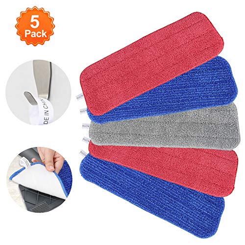 Mopa de Microfibra Cabecera de Repuesto, Tencoz 5Pcs Seco/Mojado Mopa de Microfibra Spray de Escoba de Microfibra para Todos los Trapeadores 16.5 "x6" para el hogar y la oficina