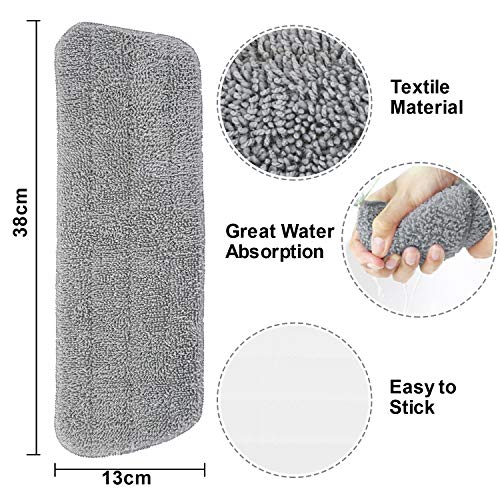 Mopa de Microfibra Cabecera de Repuesto, Tencoz 5Pcs Seco/Mojado Mopa de Microfibra Spray de Escoba de Microfibra para Todos los Trapeadores 16.5 "x6" para el hogar y la oficina