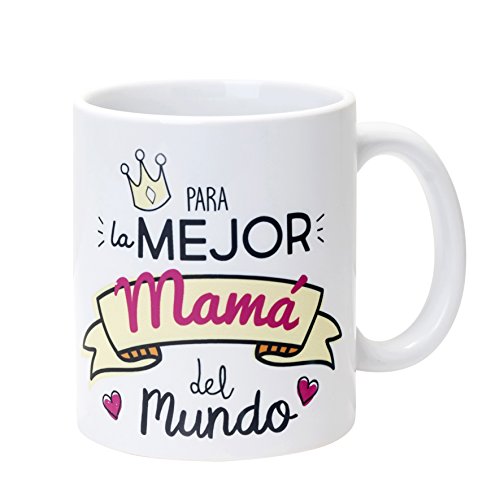 Mopec Taza Cerámica para la Mejor Mamá, Porcelana, Blanco, 8.1x8.1x9.5 cm