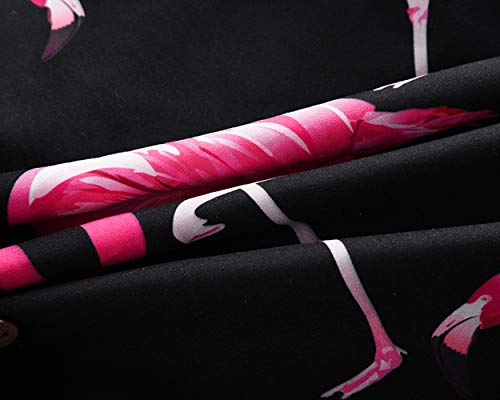 Morbuy Camisa Hawaiana Hombre, 3D de Manga Corta Relajada e Informal Estilo Hawaiano Diseño de Palmeras, para la Playa, Fiestas, Verano y Vacaciones (L, Flamenco)